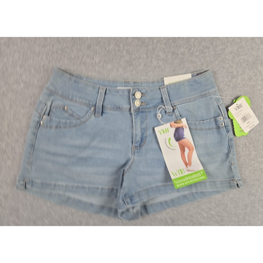 YMI WWB Jean Shorts Womens Size 7 Junior Denim 2 Button Low Rise Jeans Short NWT